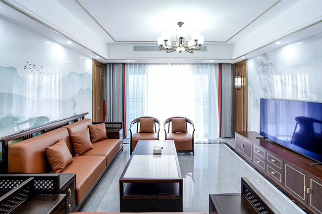 150㎡新中式與愛馬仕橙的碰撞，感受古典與現(xiàn)代交融的詩情畫意